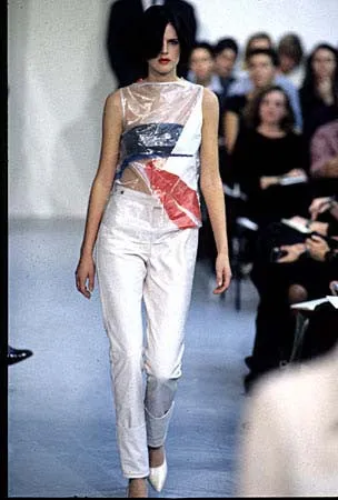 1995 Transparent Plastic Sleeveless Top with Abstract Print