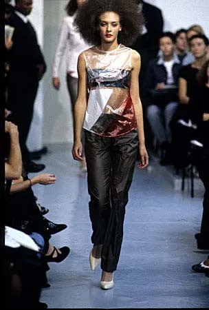 1995 Transparent Plastic Sleeveless Top with Abstract Print