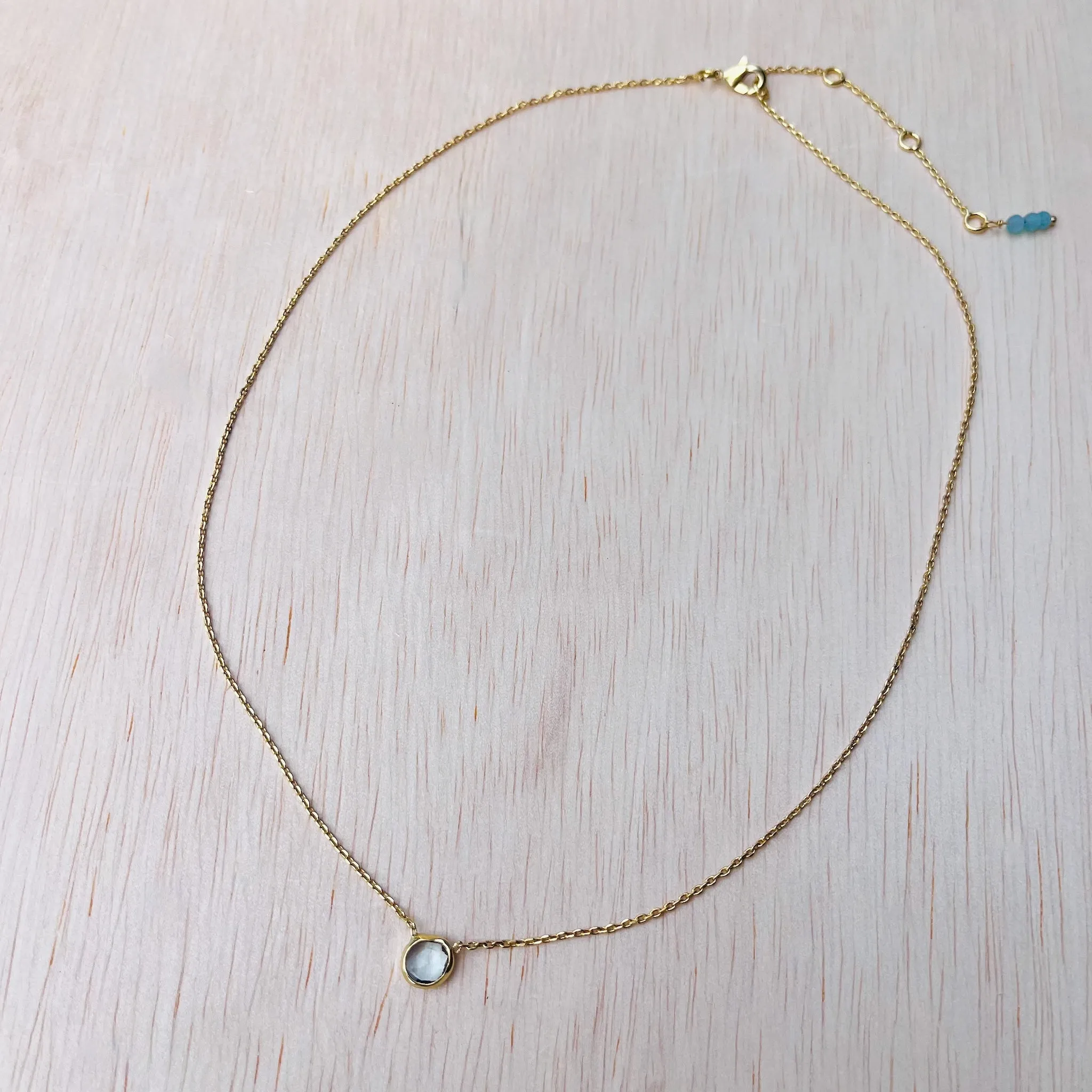 Aqua Blue Topaz Spirit Stone Necklace - Gold