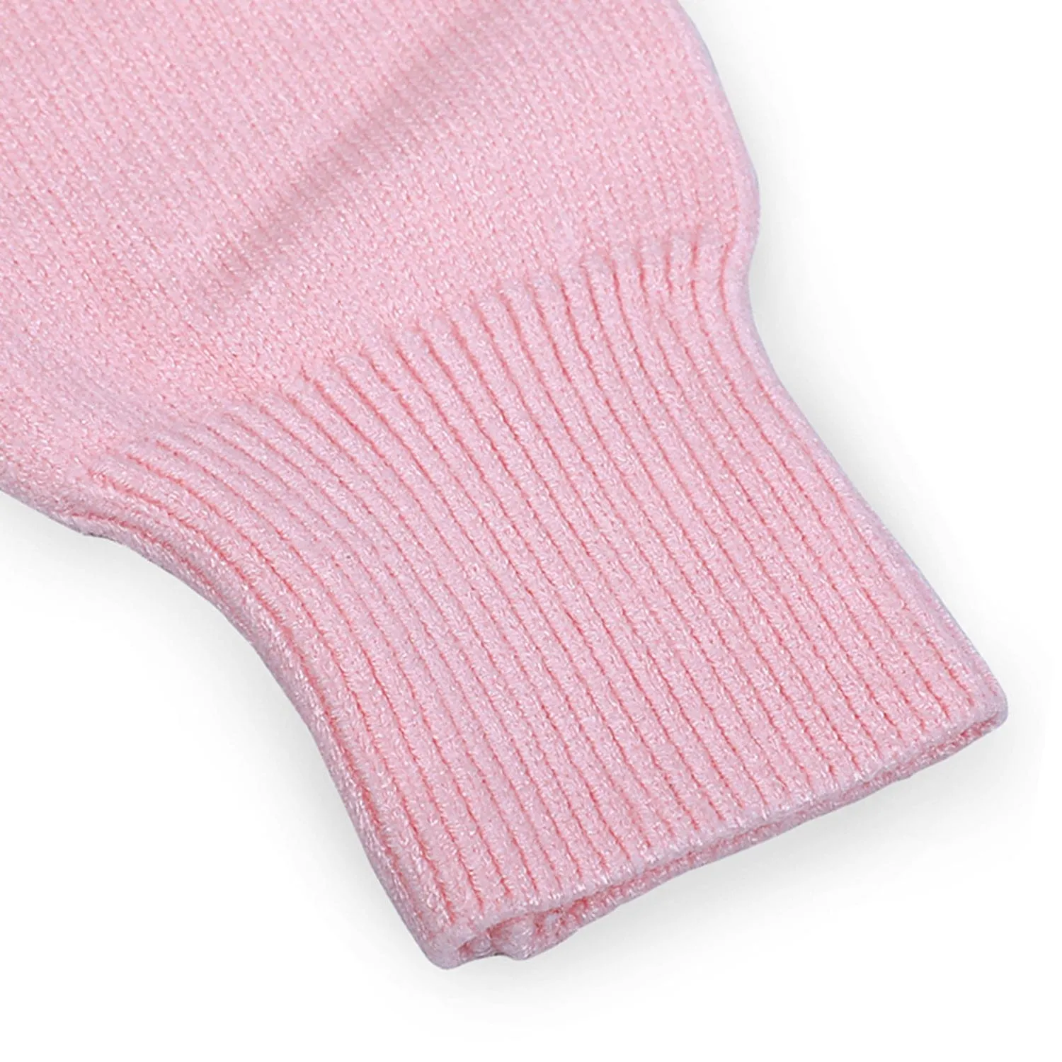 Basic Polo Neck Ribbed Premium Full Sleeves Knitted Kids Sweater - Pink