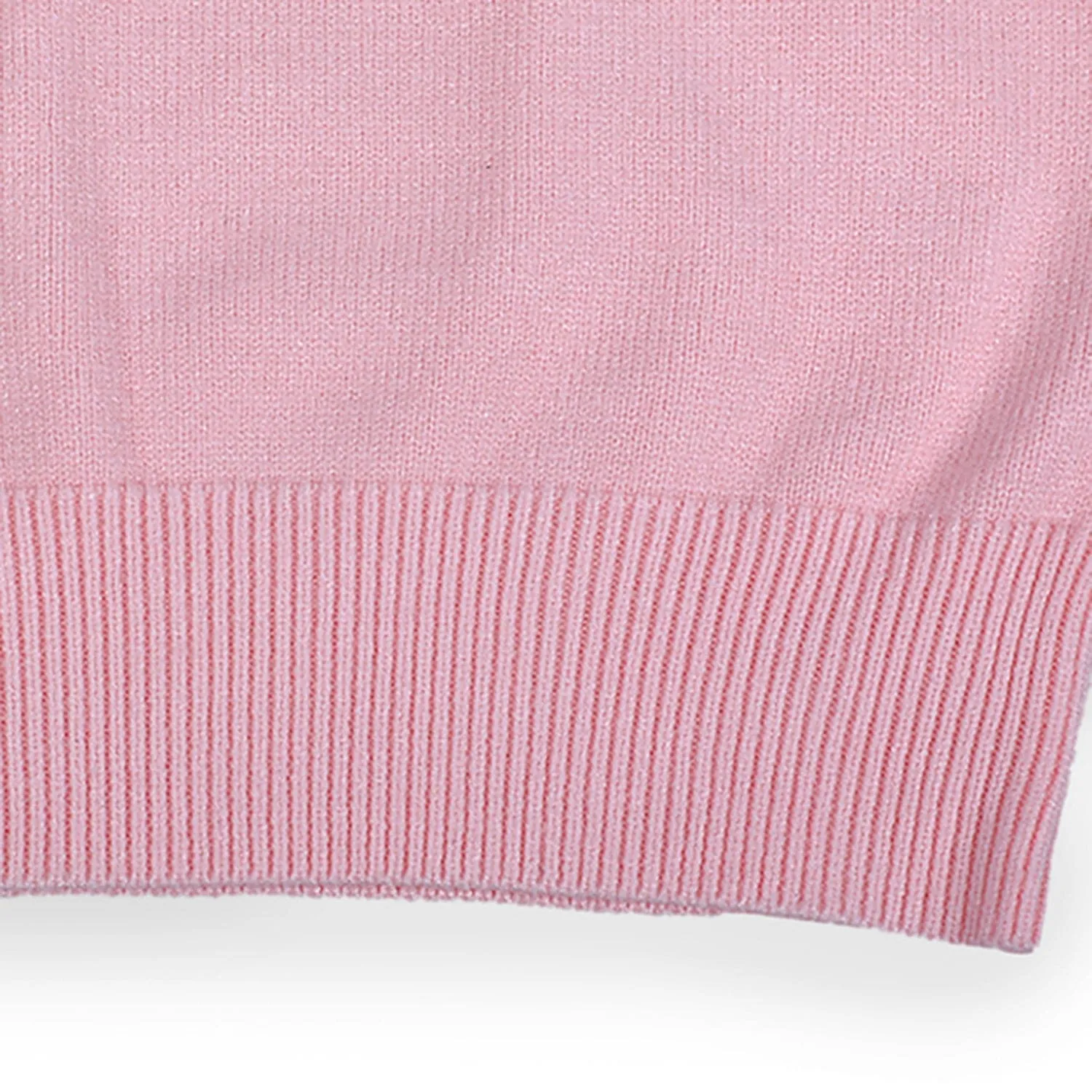 Basic Polo Neck Ribbed Premium Full Sleeves Knitted Kids Sweater - Pink