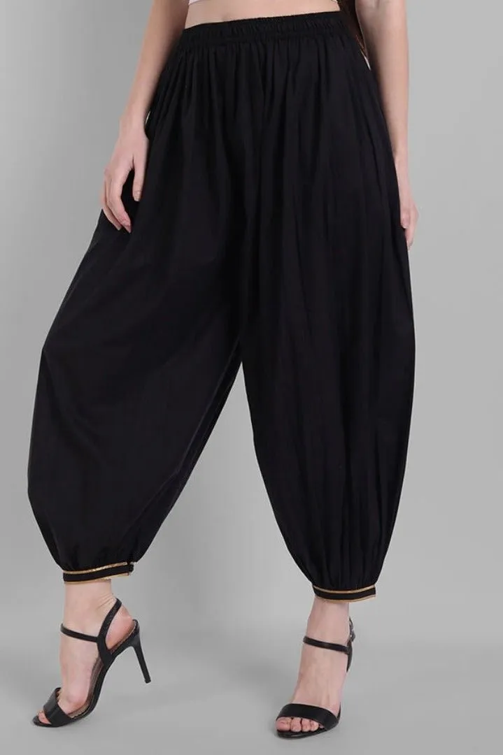 Black Cotton Harem Pants