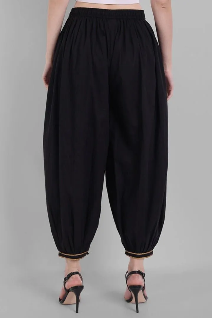 Black Cotton Harem Pants