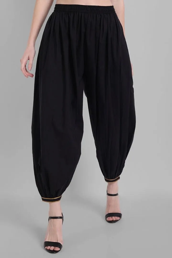 Black Cotton Harem Pants