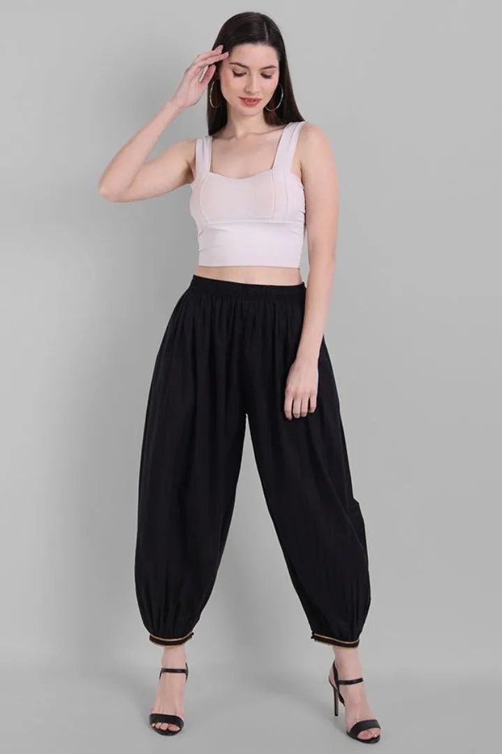 Black Cotton Harem Pants