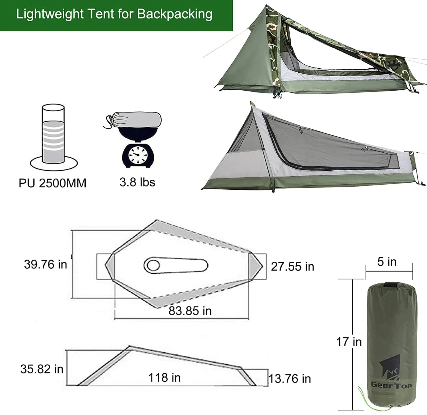 Blazer | 1 Person 3 Season Lightweight Backpacking Stealth Camping Tent