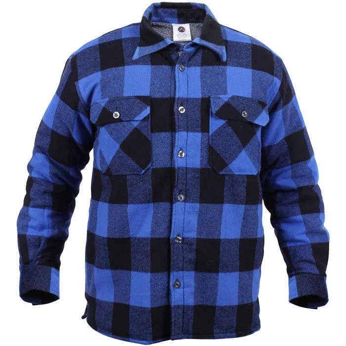 Blue Black Buffalo Plaid - Sherpa Lined Flannel Jacket