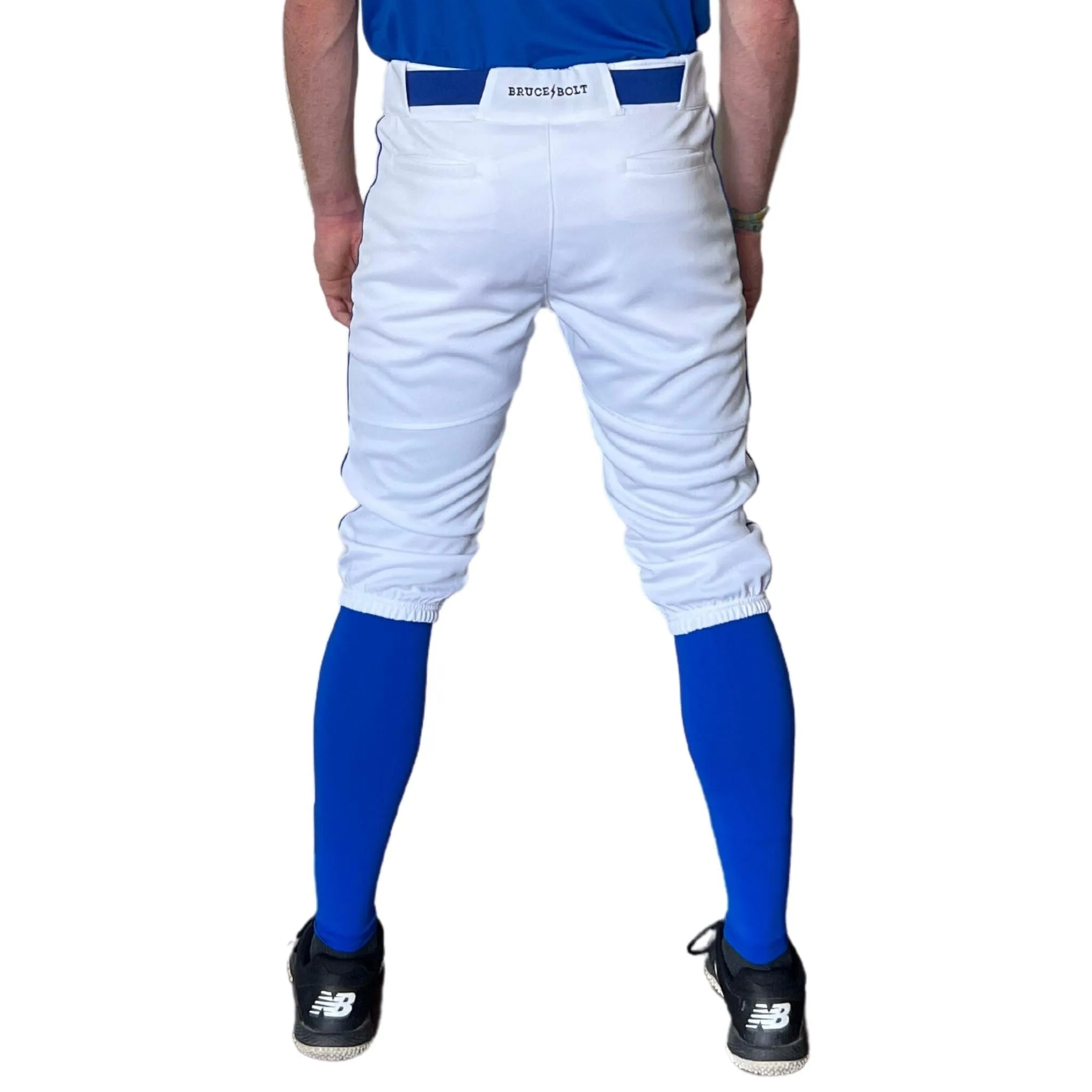 BRUCE BOLT Premium Pro Baseball Knicker - WHITE w/ Royal