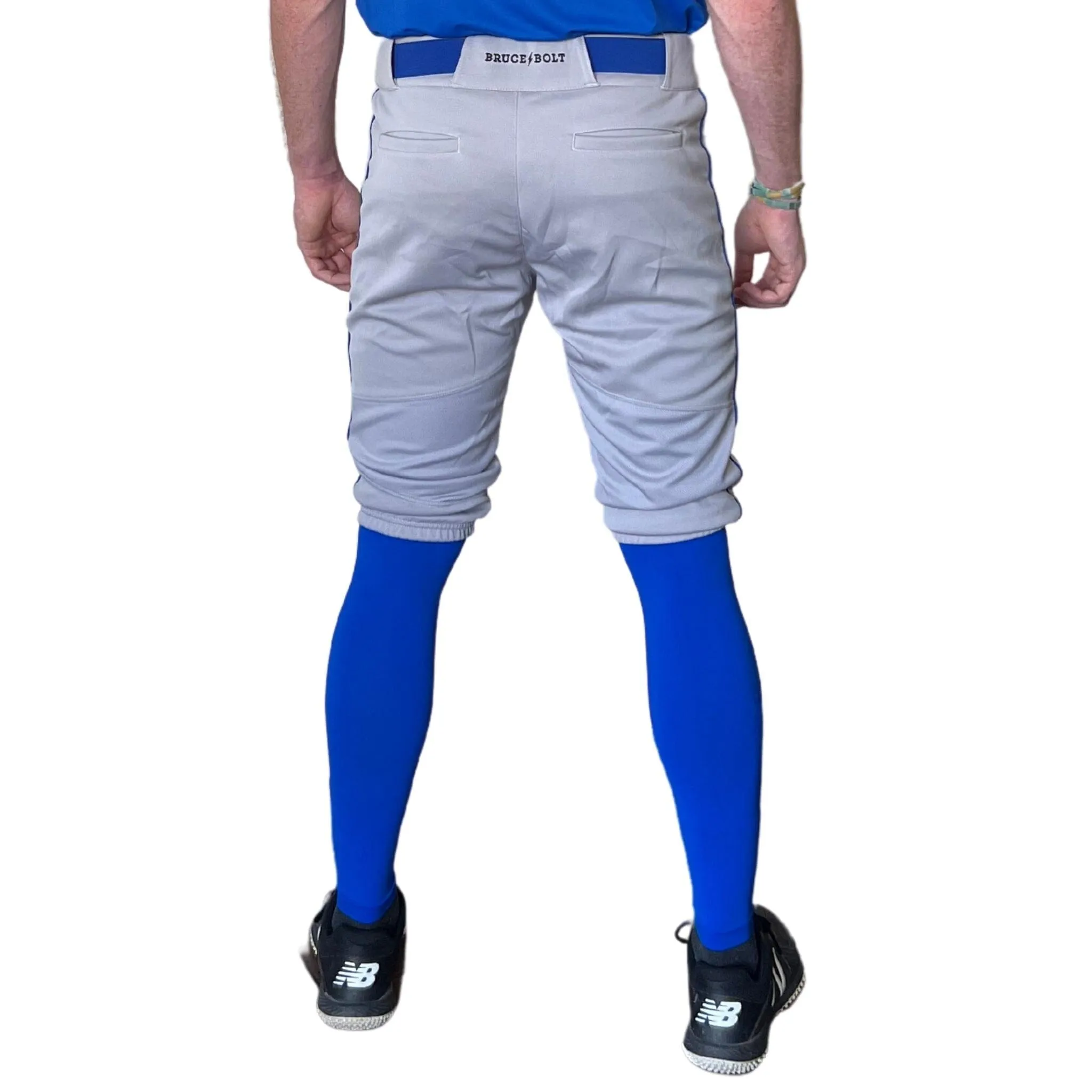 BRUCE BOLT Premium Pro Baseball Short - GREY w/ Royal