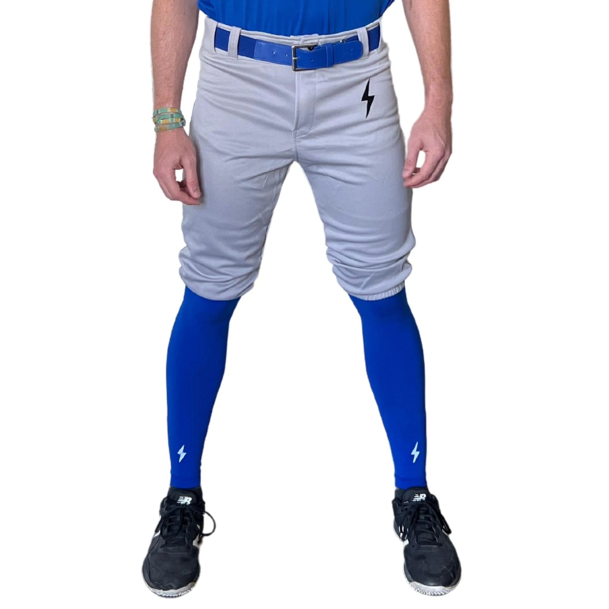 BRUCE BOLT Premium Pro Baseball Short - GREY w/ Royal