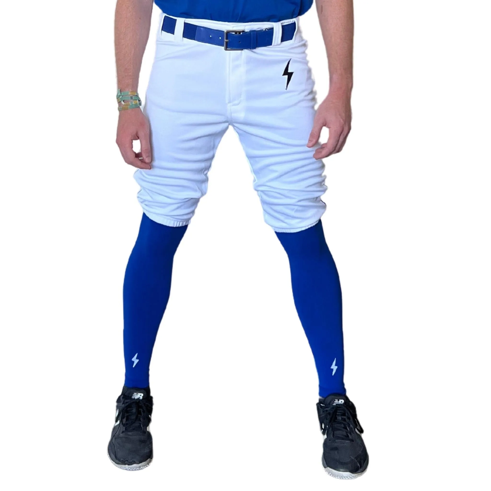 BRUCE BOLT Premium Pro Baseball Short - WHITE w/ Royal