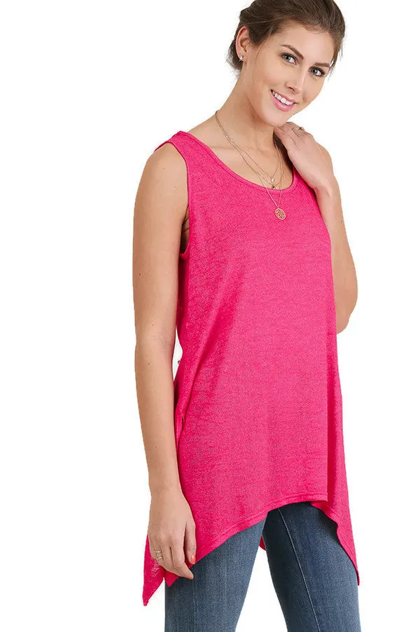 Crochet Back Sleeveless Top, Berry