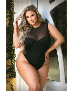 Curve Raven High Neck Bodysuit W/snap Crotch