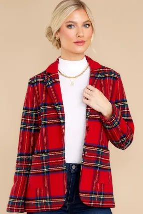 Dressed In Time Red Plaid Blazer