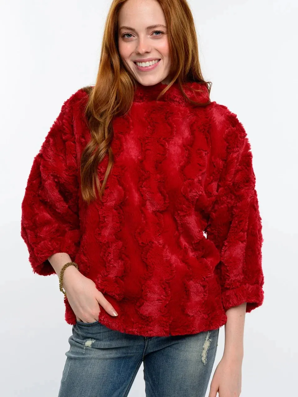 Faux Fur Popover Cardinal by Ivy Jane