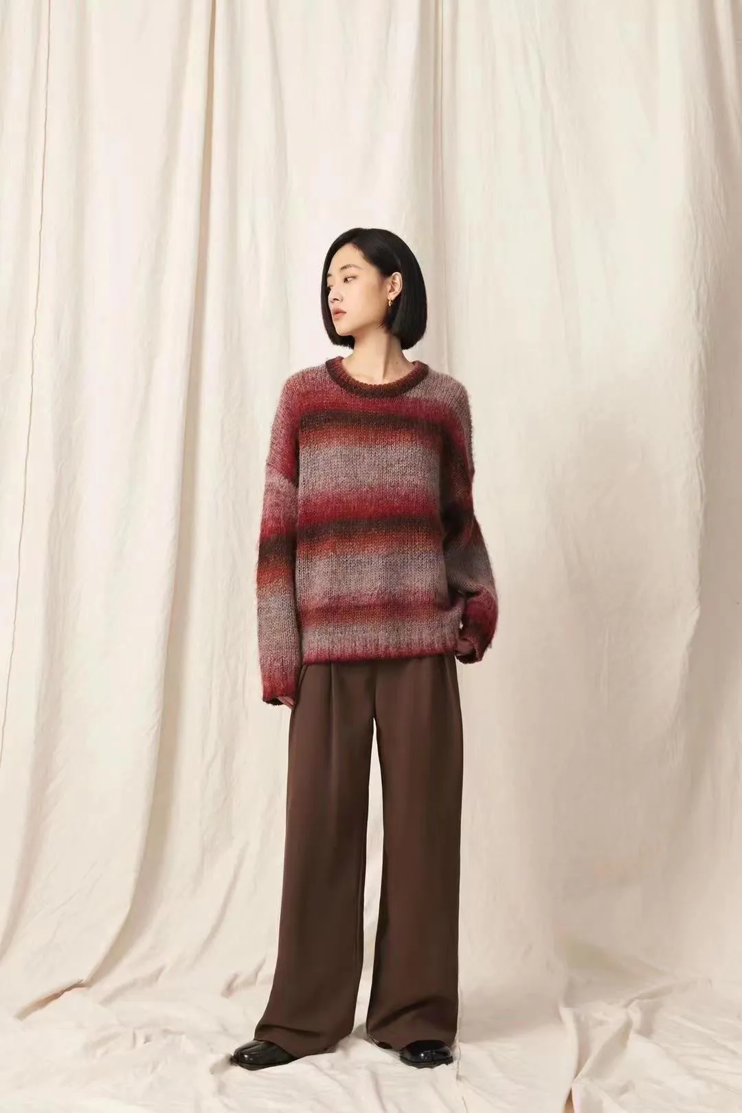 Flytonn-Fall Outfits Women Outwear Streetwear -women fall outfits high street ins style  fall outfits women Lazy Retro Dyed Yarn Gradient Color Sweater Meinuo Wool Knitted Loose Pullover Coat for Women Autumn and Winter