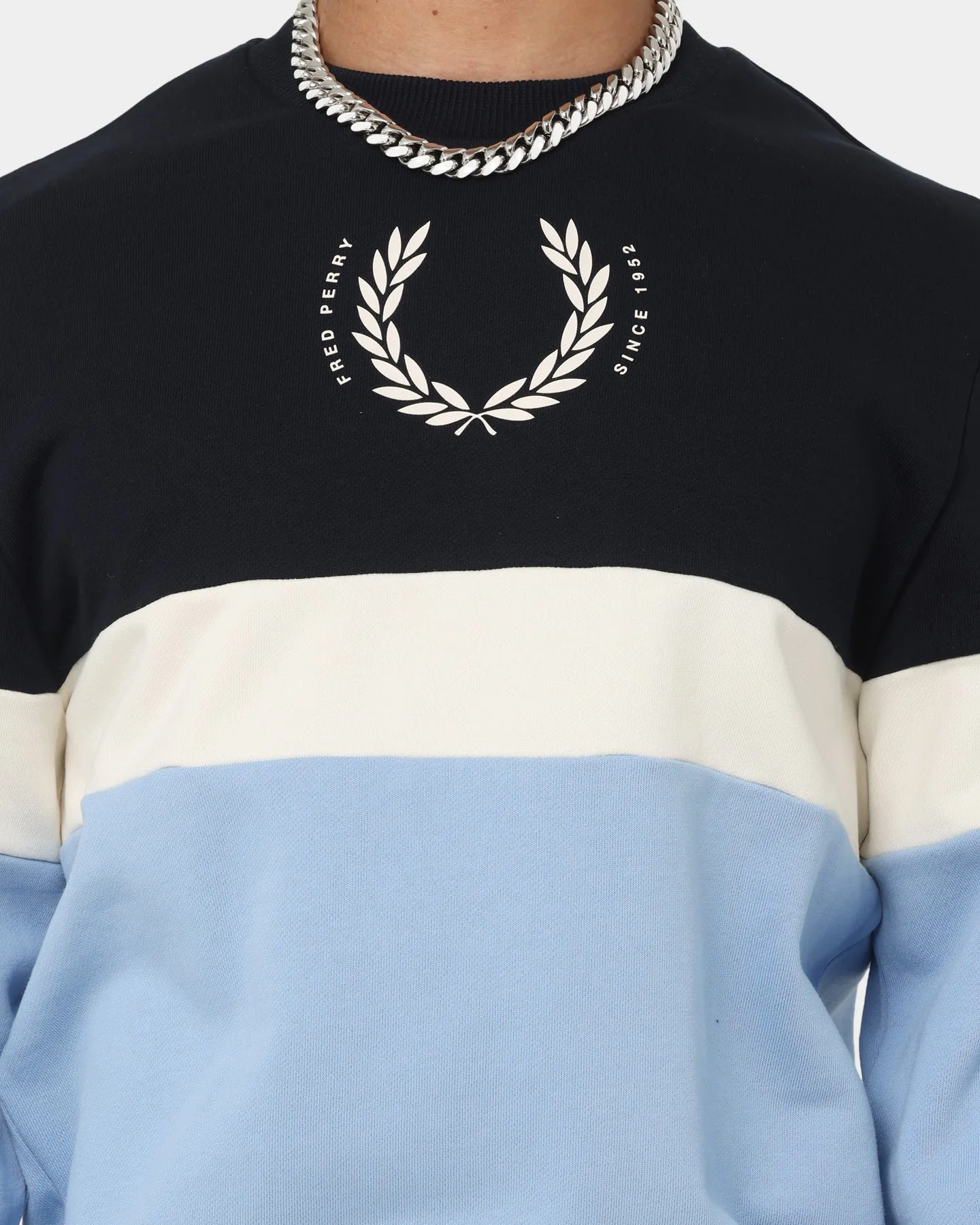 Fred Perry Printed Colour Block Sweatshirt Navy