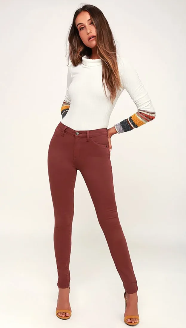 Free People Long And Lean Jegging Red Mocha