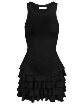 Frill Tank Dress - Obsidian