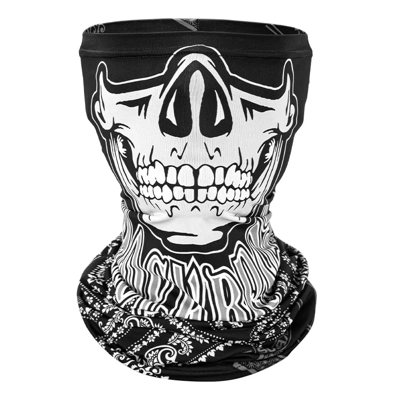 Full Face Mask Skull Print Scarf Bike Sun UV Protection Mask Helmet Cosplay Scarf Headband Balaclava Outdoor Scarf