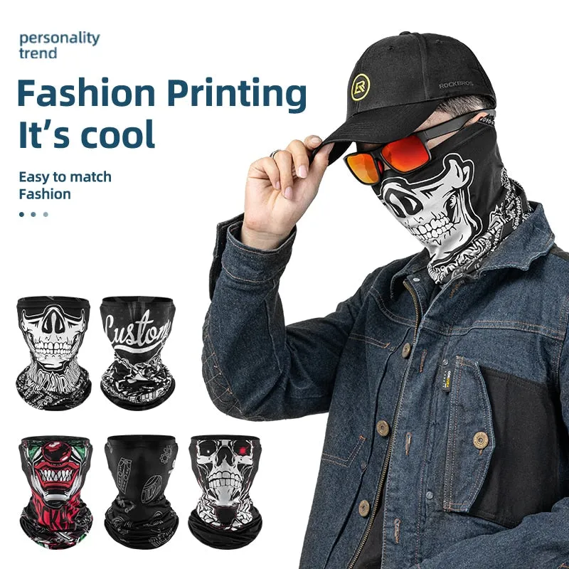 Full Face Mask Skull Print Scarf Bike Sun UV Protection Mask Helmet Cosplay Scarf Headband Balaclava Outdoor Scarf