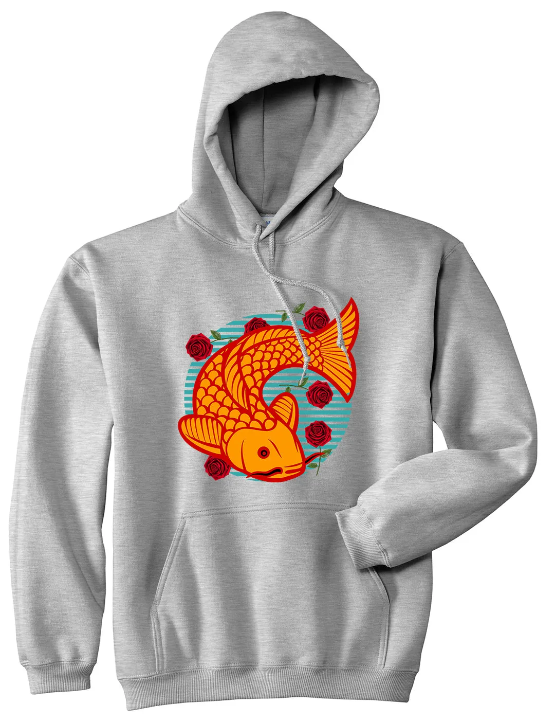 Japanese Koi Fish Print Mens Pullover Hoodie