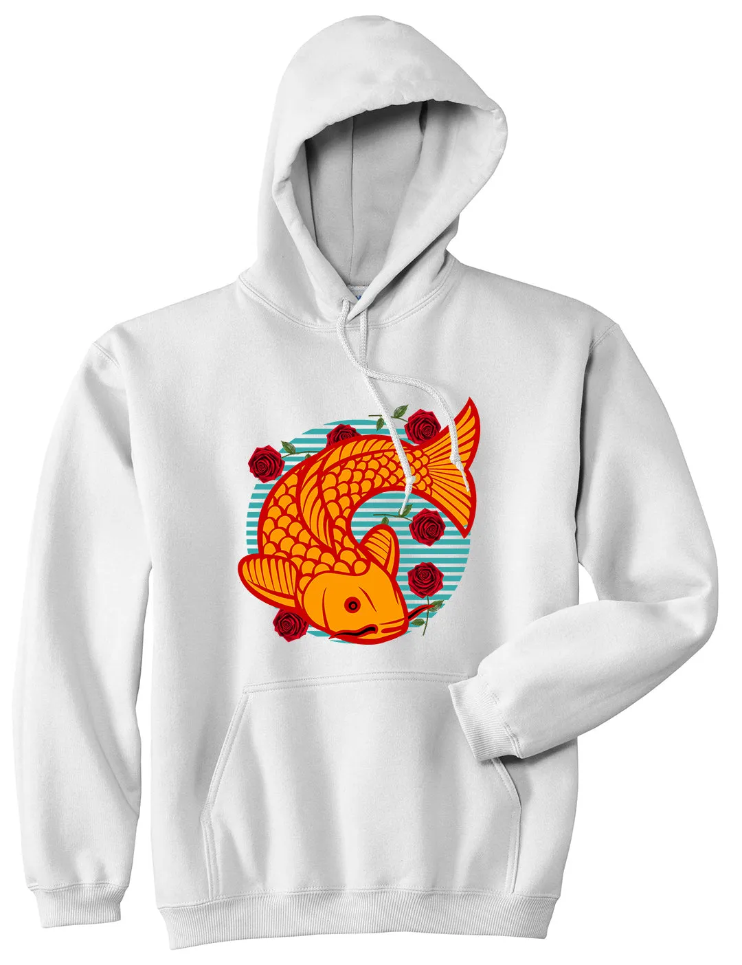 Japanese Koi Fish Print Mens Pullover Hoodie