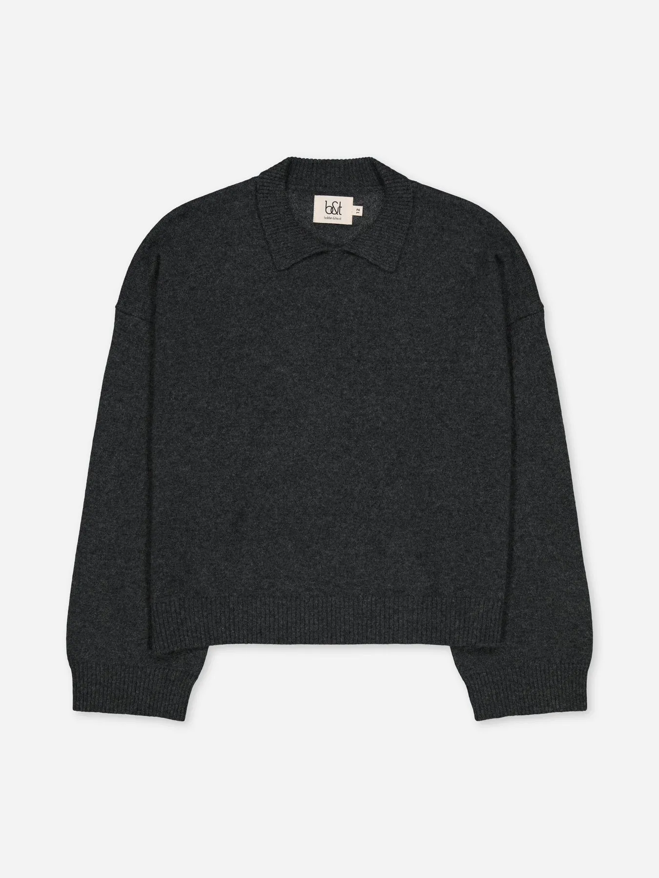 Kids' Cashmere Collared Polo Sweater Anthracite