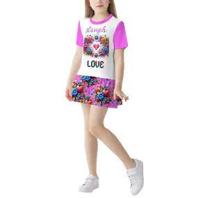 Laugh Love Girl's Short Sleeve Round Neck Dress