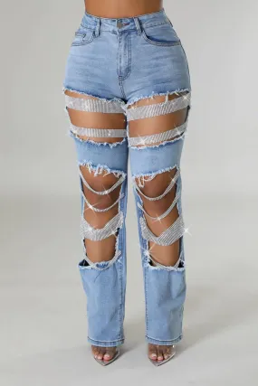 Lettie Rhinestone Ripped Jeans