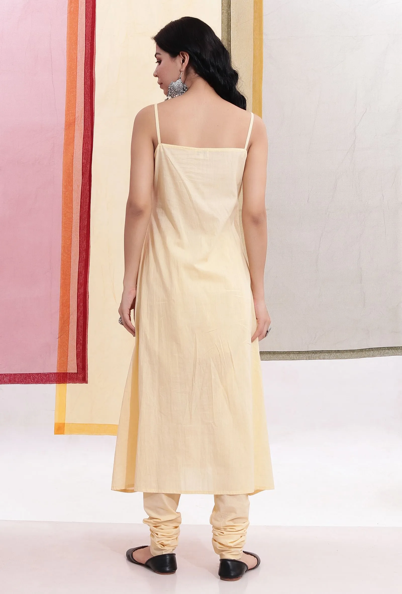 Light Yellow Cotton Cambric Flared Slip