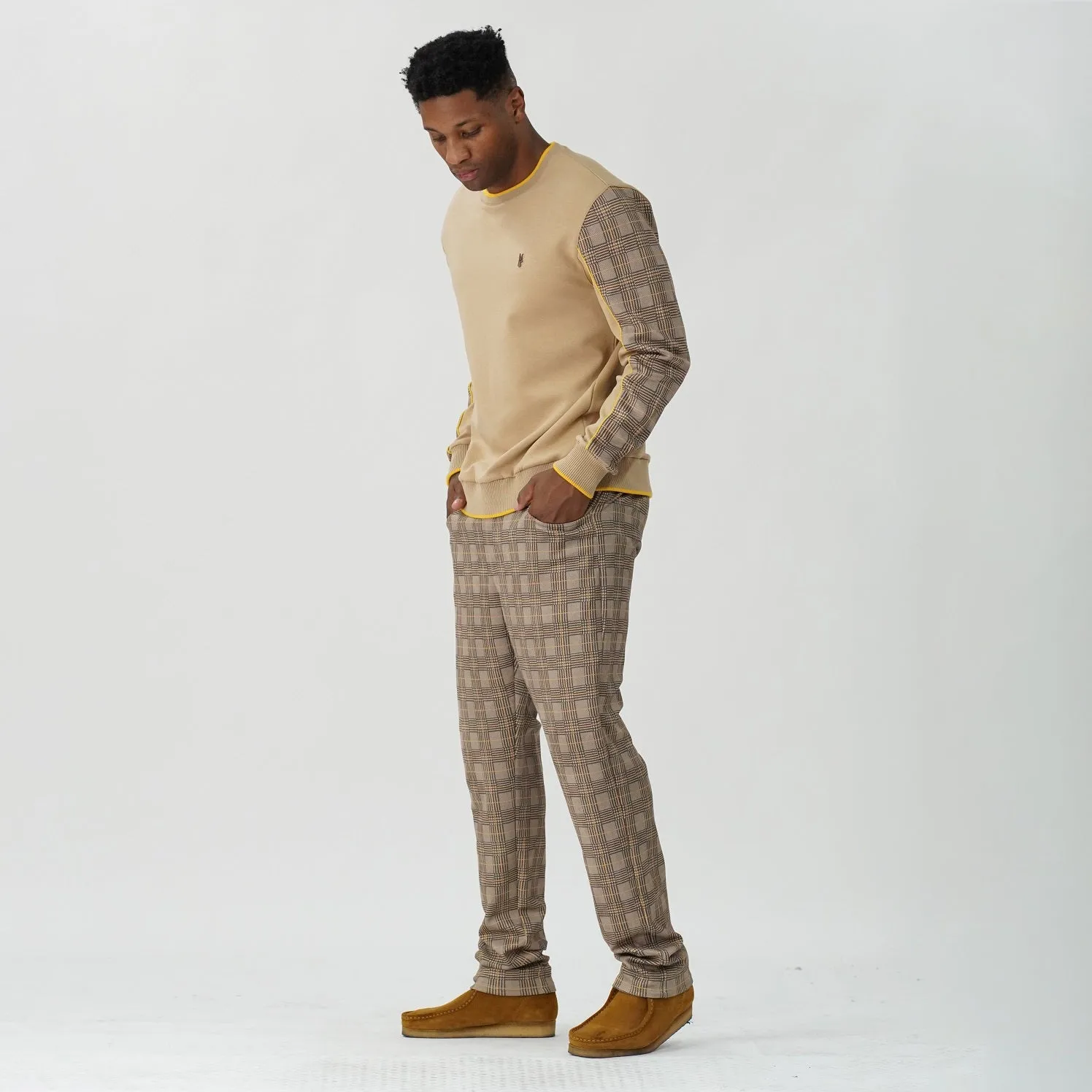 M1931 Vercelli Plaid Suede Pants - Khaki