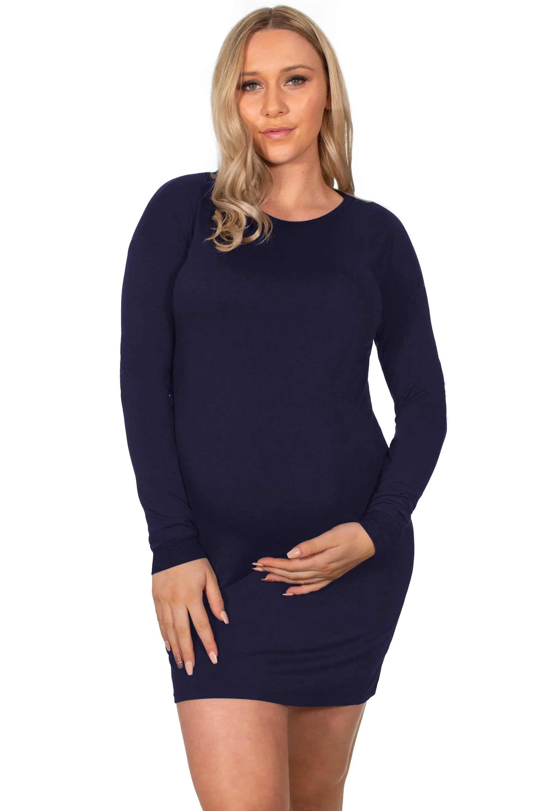 Maternity Bamboo Long Sleeve Relaxed Fit Dress