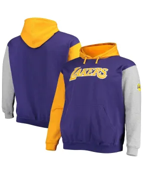 Men's Branded Purple and Gold Los Angeles Lakers Hoodie Big and Tall Double Contrast Pullover Fanatics , multi