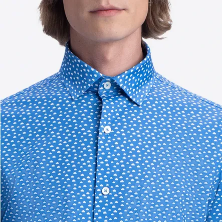 Men's Bugatchi | James Cloud Print OoohCotton® Shirt | Classic Blue