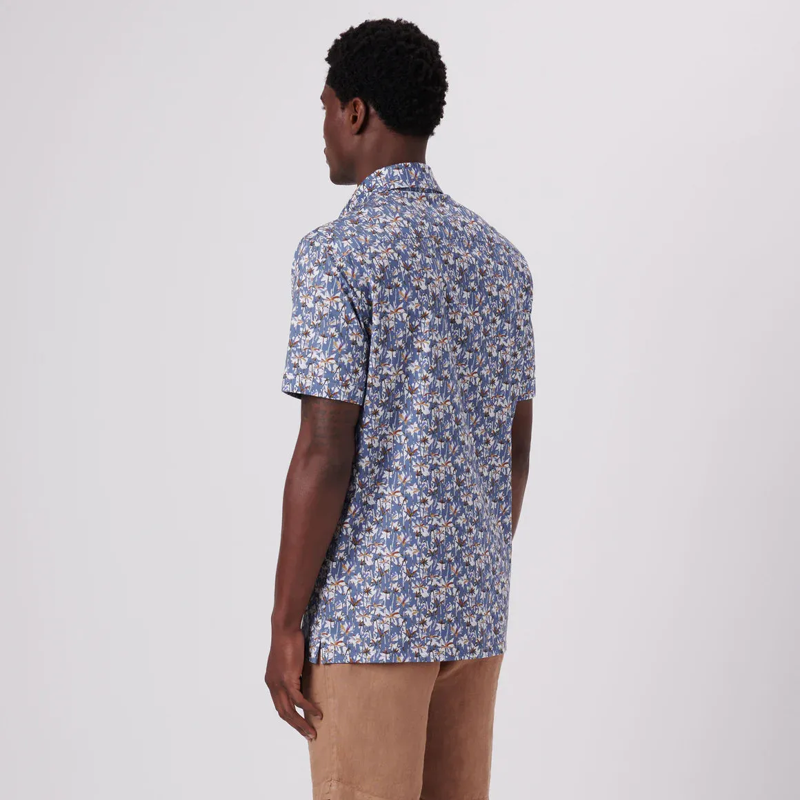 Men's Bugatchi | Milo Palm Trees OoohCotton® | Air Blue