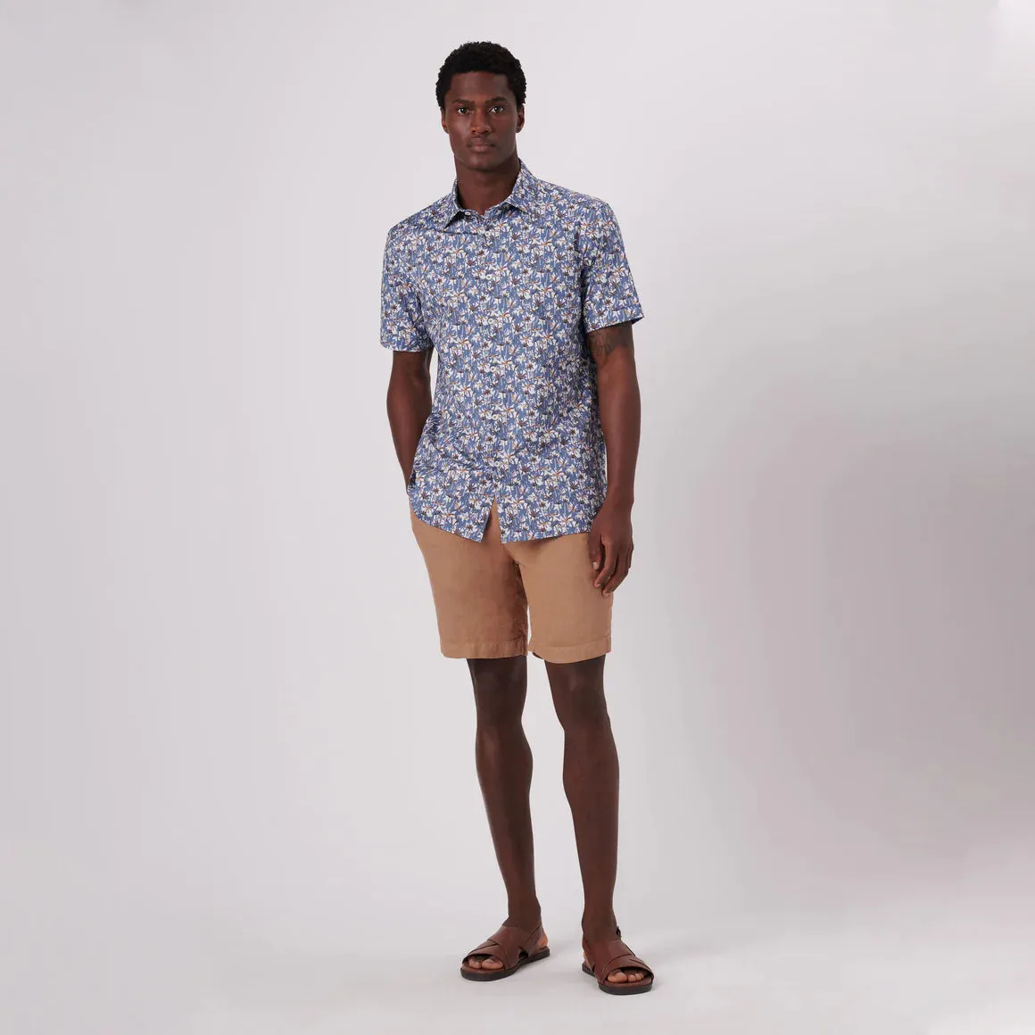 Men's Bugatchi | Milo Palm Trees OoohCotton® | Air Blue