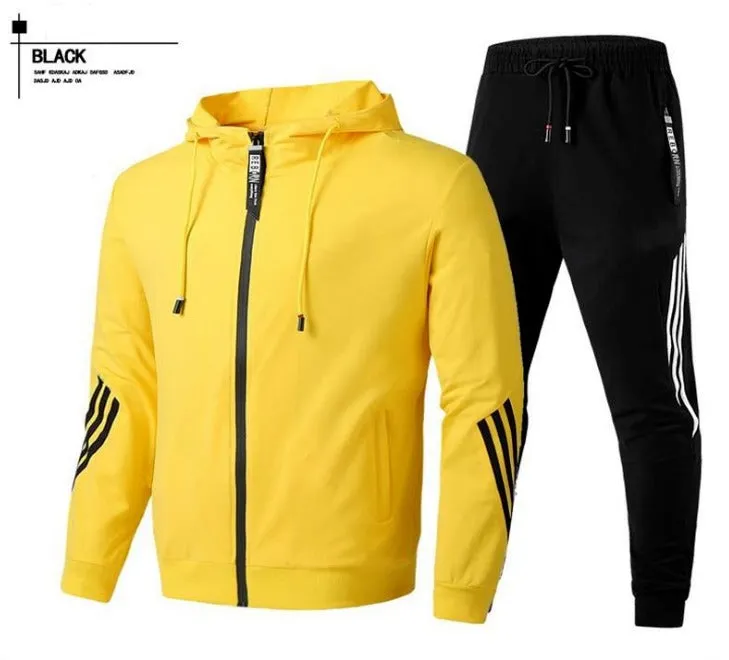 Men's Casual Tracksuit Long Sleeve Athletic Set Full Zip Jacket and Pants Hoodie Suit