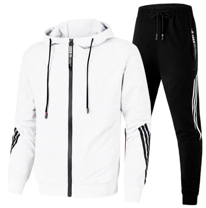 Men's Casual Tracksuit Long Sleeve Athletic Set Full Zip Jacket and Pants Hoodie Suit