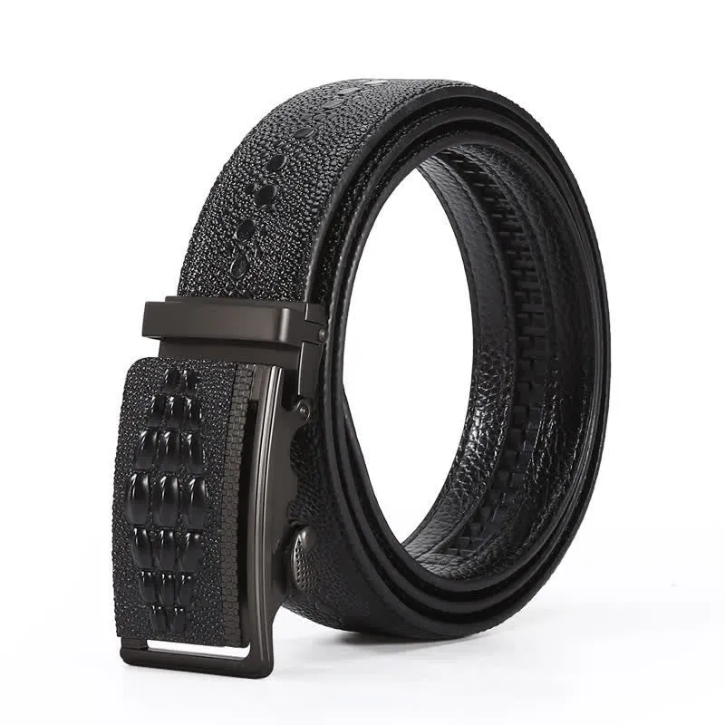 Men's Formal Crocodile Pattern Automatic Buckle Leather Belt