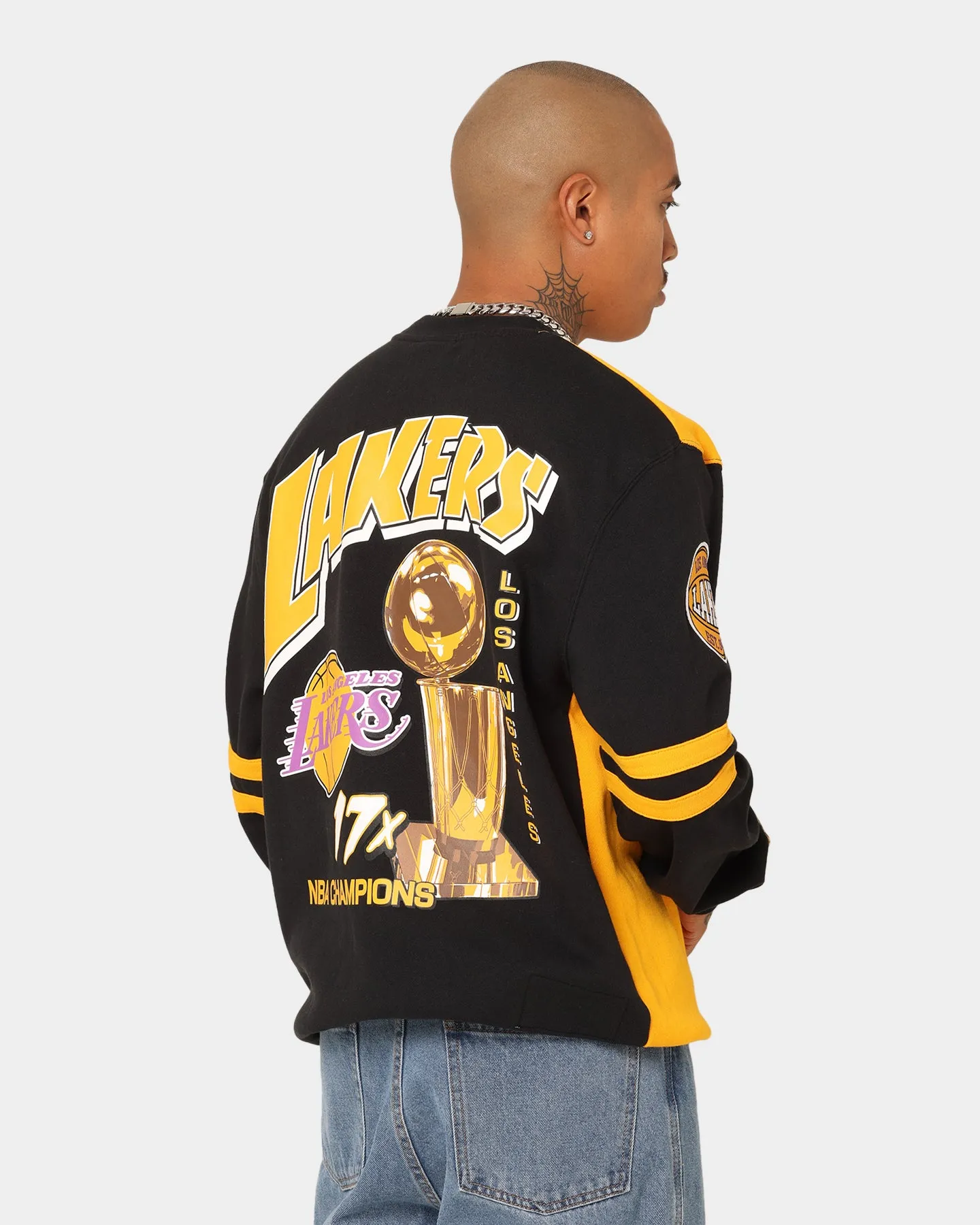 Mitchell & Ness Los Angeles Lakers All Over Print Crewneck 2.0 Light Gold