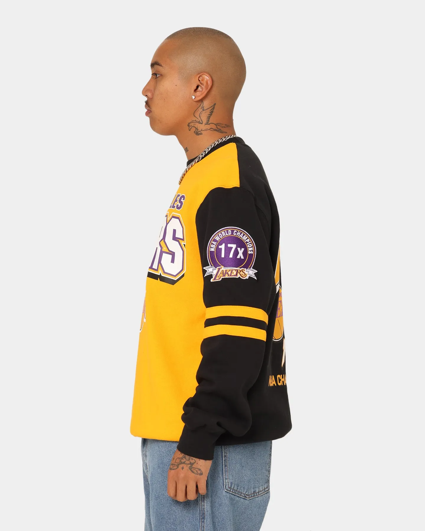 Mitchell & Ness Los Angeles Lakers All Over Print Crewneck 2.0 Light Gold