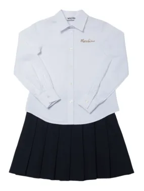 Moschino   Cotton shirt &amp; pleated jersey skirt 