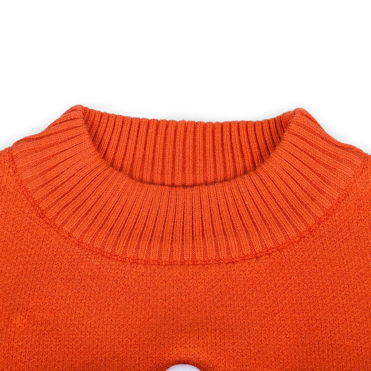 Mr. Bear Premium Full Sleeves Knitted Sweater With 3D Applique - Orange