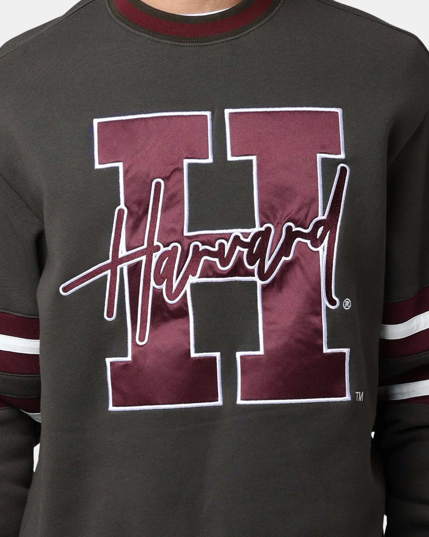 National Collegiate Athletic Association Harvard Letter Mark Panel Crewneck Steel