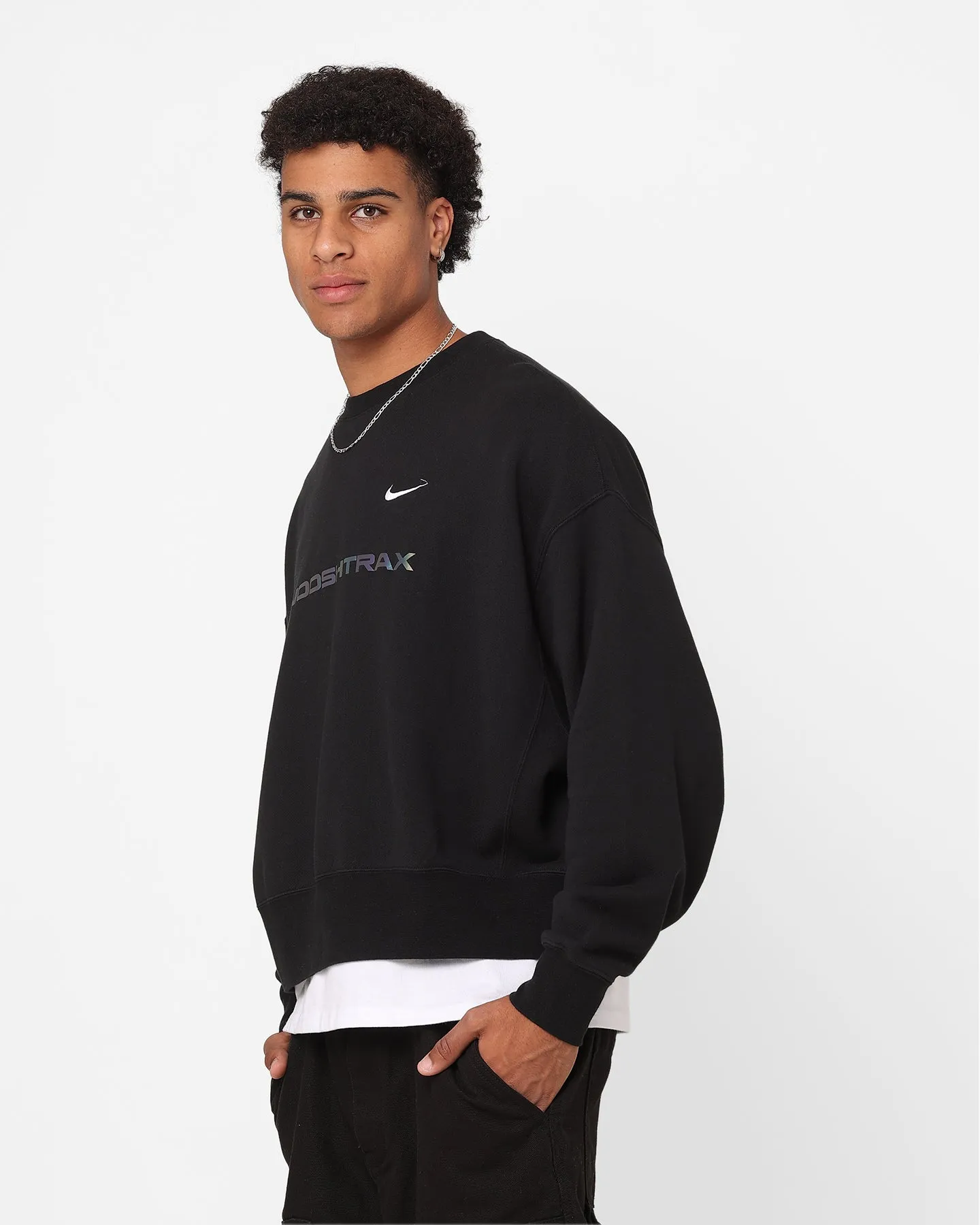 Nike Sportswear Trend Fleece Crewneck Black/Green Strike/White