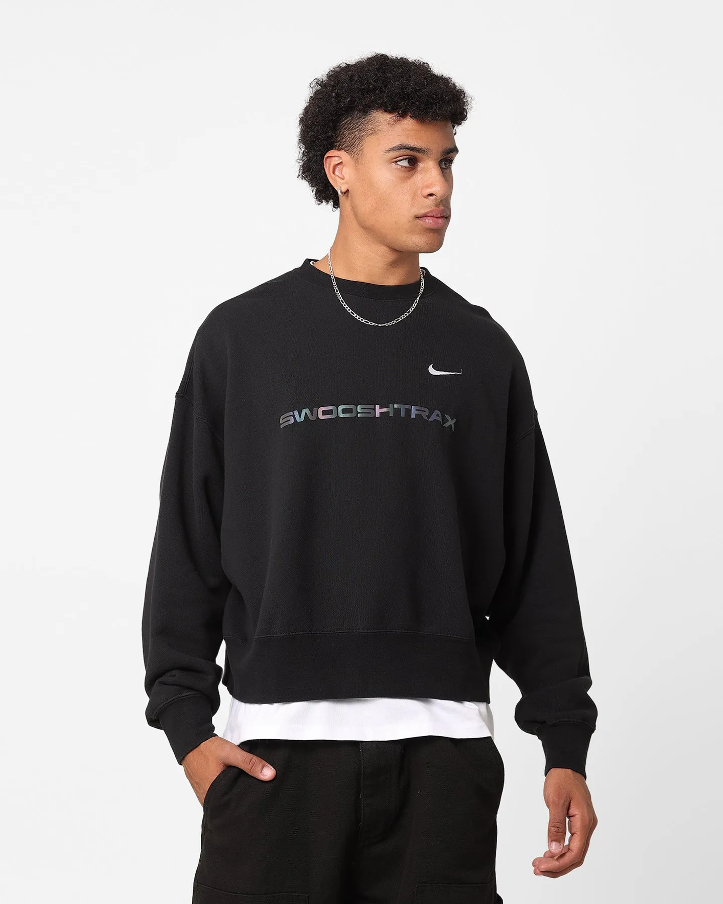 Nike Sportswear Trend Fleece Crewneck Black/Green Strike/White