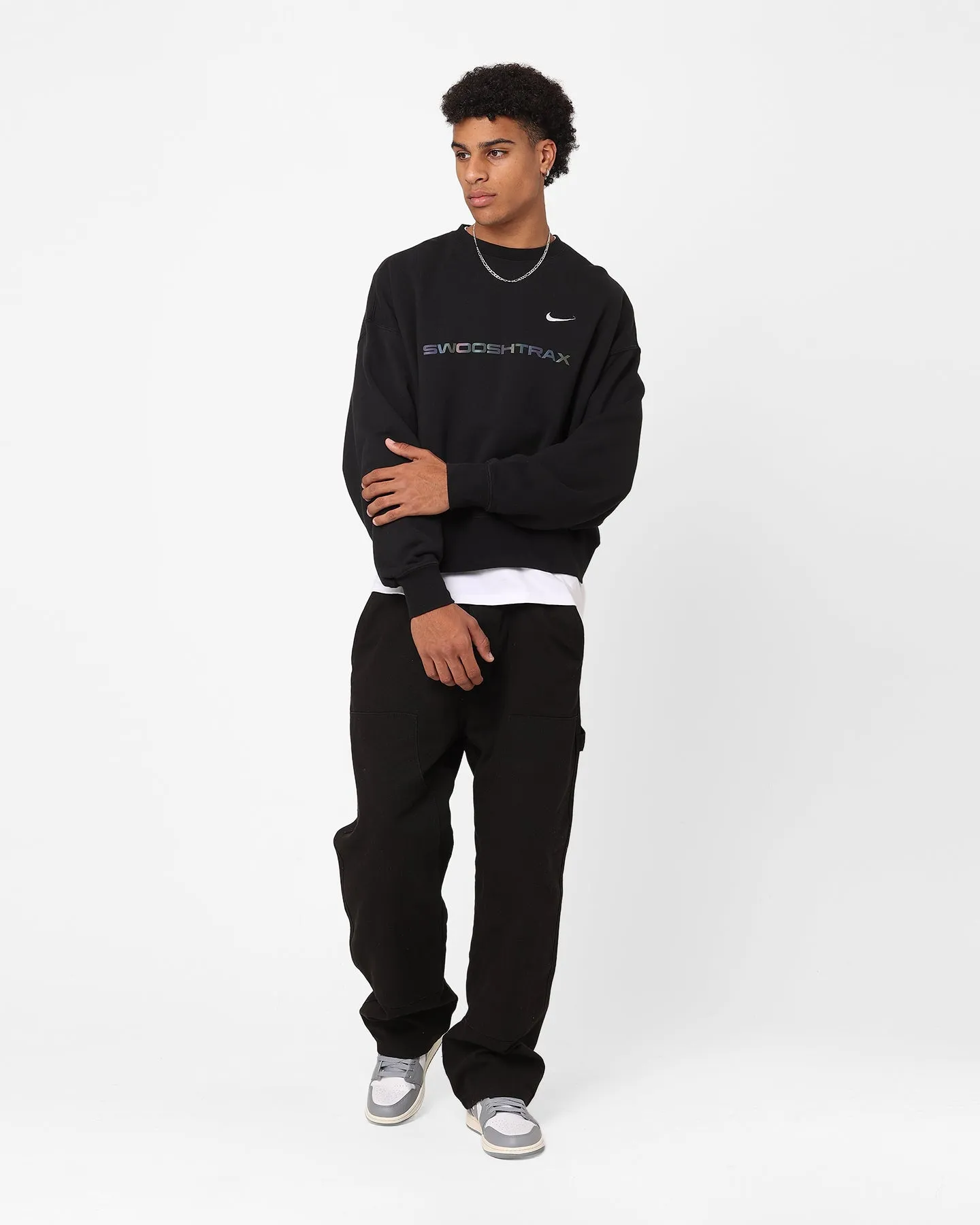 Nike Sportswear Trend Fleece Crewneck Black/Green Strike/White