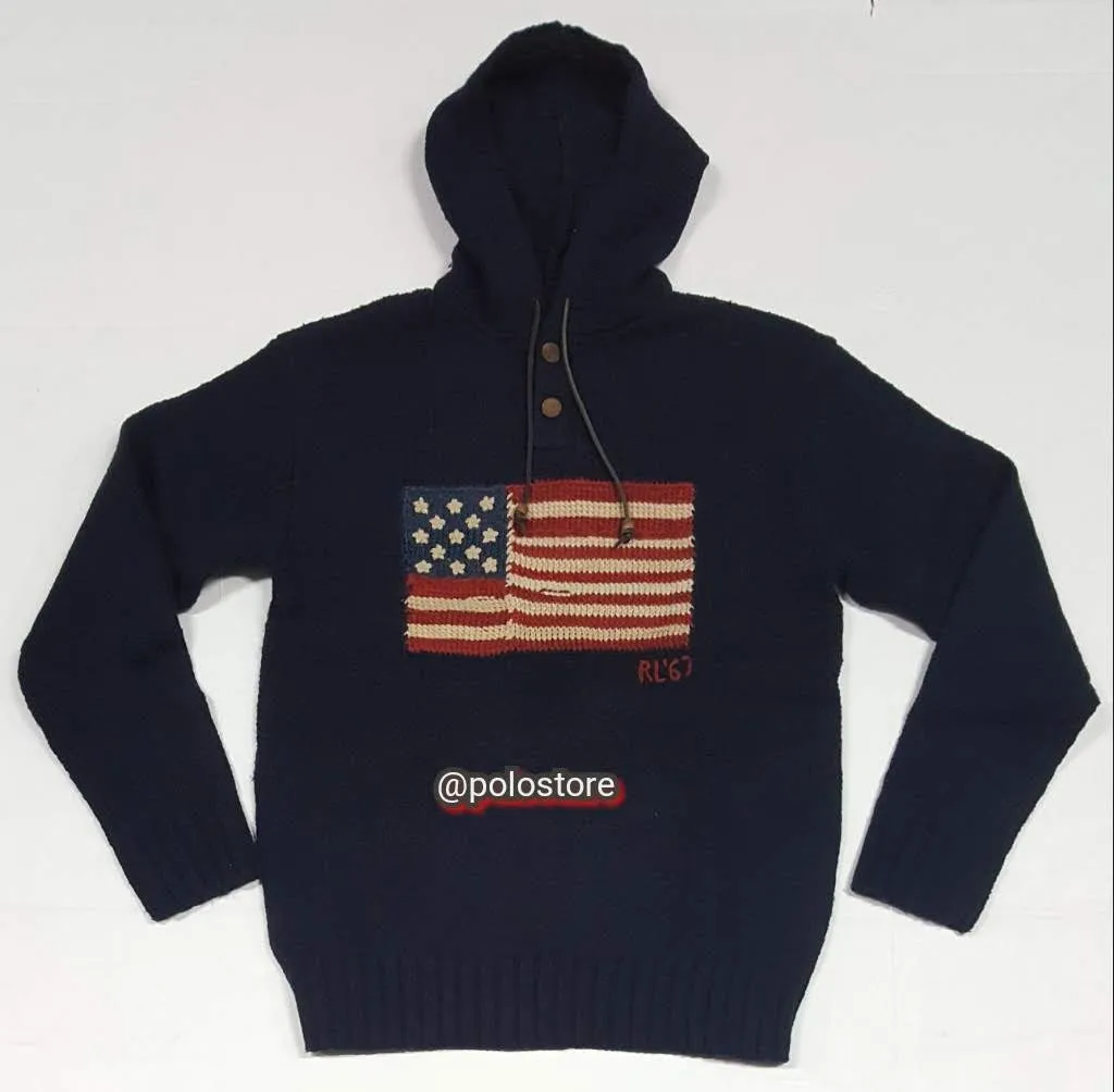 Nwt Polo Ralph Lauren Flag Hoodie Sweater