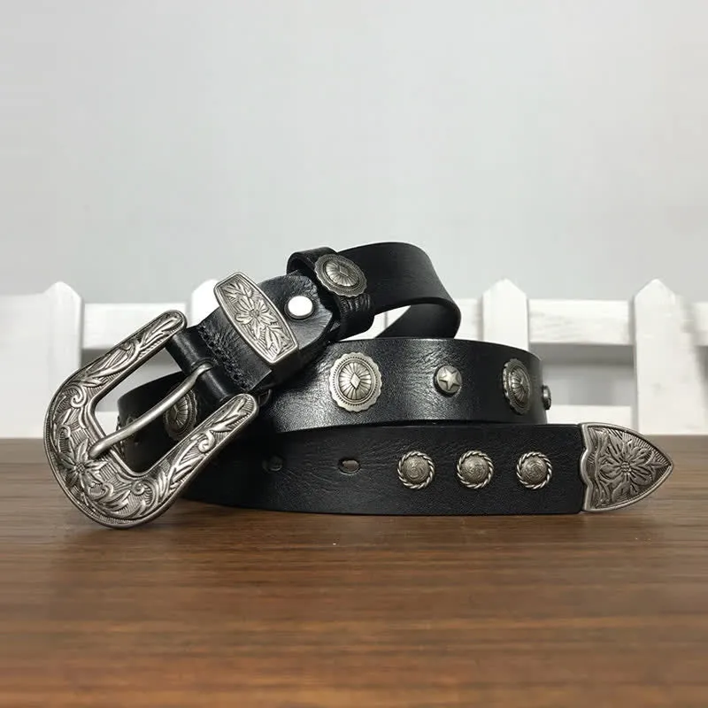 Personality Decorative Round Rivet Studded Leather Belt